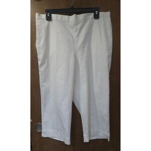 Alfred Dunner White‎ Denim Capri Pants Women 14P Petite Elastic Waist Pull On